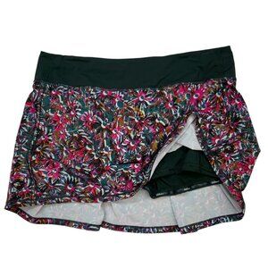 Lululemon Pace Rival Mid-Rise Skirt Skort 10 Vivid Floral Tone Multi